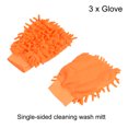 thumbnail image 3 of Uxcell Reusable Scratch-Free Cleaning Gloves Microfiber Chenille Mitts, Orange 3 Pack, 3 of 5