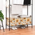 thumbnail image 3 of Yayeee Foldable Storage Basket for Shelves with Handles Waterproof Cloth Bins, Watercolor Sunflowers and Leaves, 3 of 7