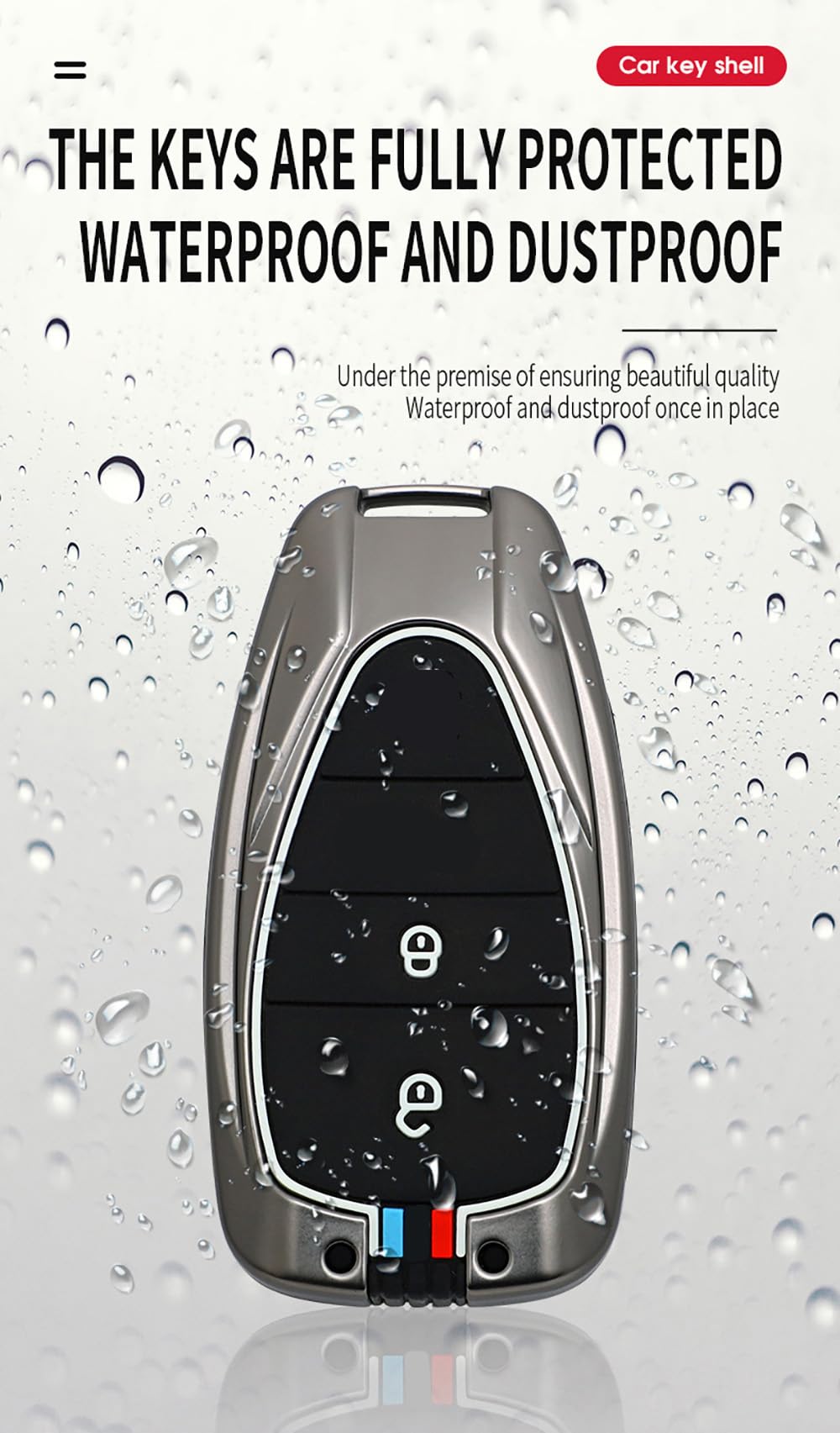2-button Key Fob Cover Fit for Chevy Key Remote Metal Key Shell Anti-scratched Key Case Durable Car Key Holder Fit for Chevrolet Equinox Malibu Cruze Camaro Traverse Blazer Volt Bolt