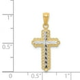 thumbnail image 3 of Real 14kt With Rhodium Diamond Cut Cross Pendant; for Adults and Teens; for Women and Men, 3 of 4