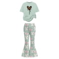 thumbnail image 6 of Gaexia Girls 2 Piece Set,Valentine's Day Girls Outfit Cute Bow Heart Print Short Sleeve Top With Flare Leg Pants Toddler Two Piece Matching Fashion Clothes,12-13 Years, 6 of 6