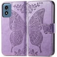 thumbnail image 2 of for Moto G Play 2024 Phone Case Wallet,Women Butterfly Embossed PU Leather Kickstand Card Holder Slots Wrist Strap Flip Cover Purse for Motorola Moto G Play (2024) (Lavender), 2 of 14