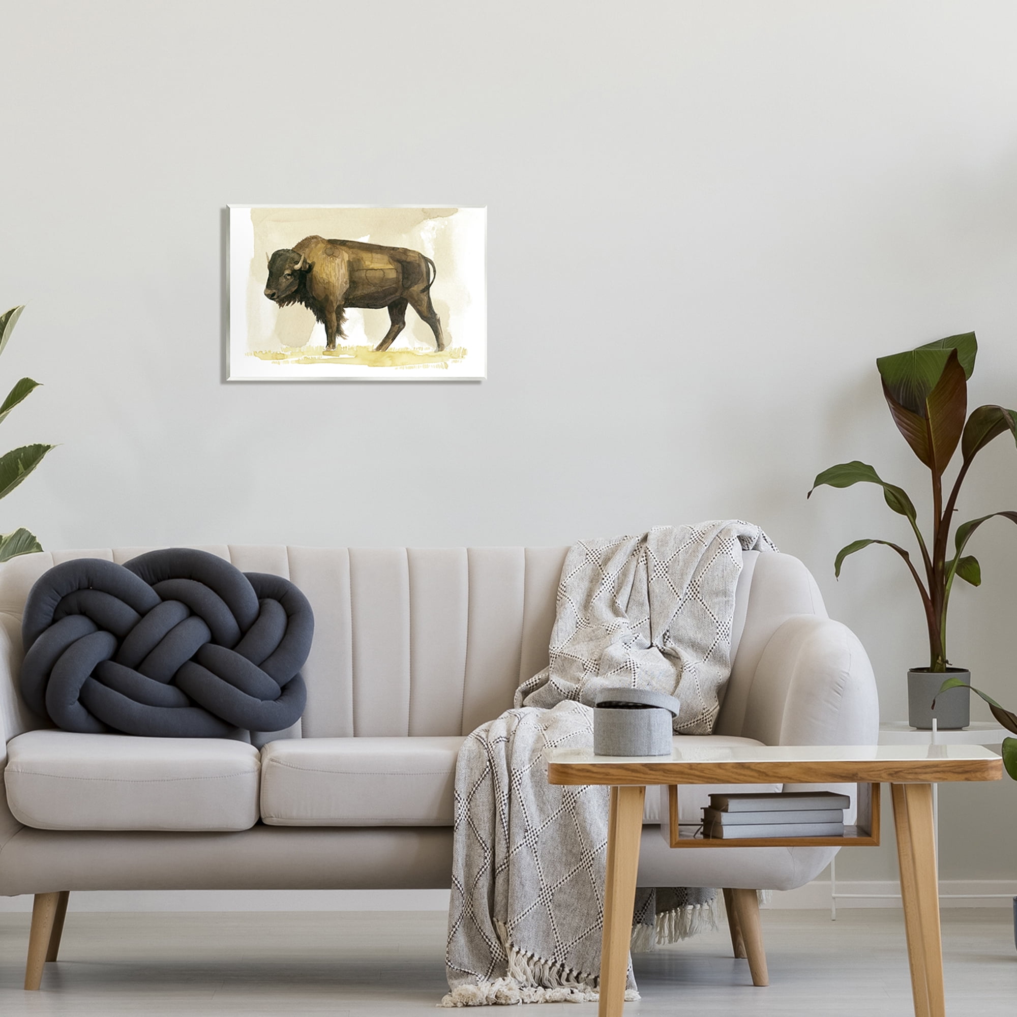 Stupell Bison Rural Animal Watercolor Animals & Insects Painting Wall Plaque Unframed Art Print Wall Art