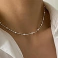 thumbnail image 4 of CFIOZYOS Gold Pearl Necklace for Women, 14K Gold Plated Layered Pearl Necklaces for Women Trendy Simple Herringbone Chain Pearl Necklace for Women Gold Jewelry Gifts, 4 of 10