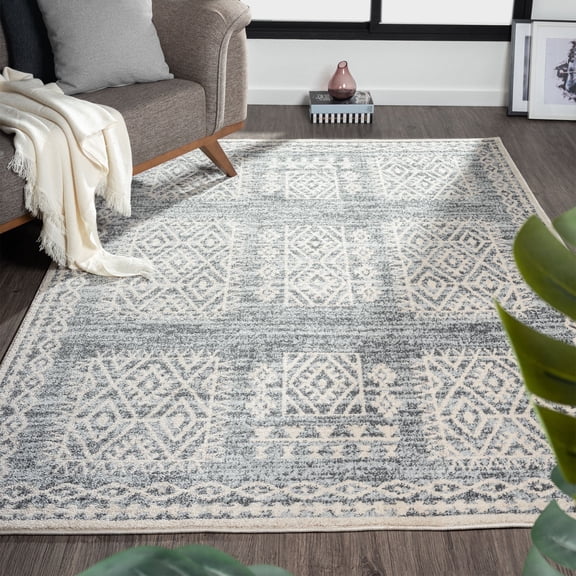 Luxe Weavers Bohemian Tribal Gray 8x10 Area Rug, Geometric Non-Shed Carpet