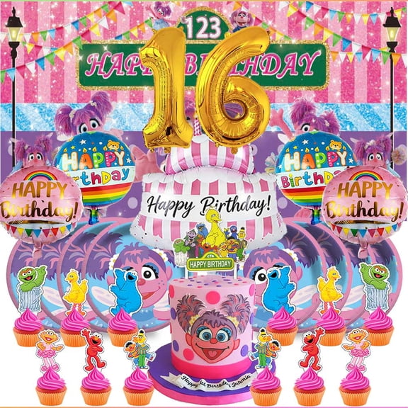Abby Cadabby 16th Tableware Balloons Cake Toppers Backdrop Banner Supplies Party Decor Plates Decorations