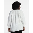 thumbnail image 3 of Terra & Sky Women's Plus Size Button Blouse with 3/4-Length Sleeves, Sizes 0X-5X, 3 of 5