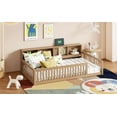 thumbnail image 5 of Wood Twin XL Size Floor Bed with Storage Cabinets and USB Ports, Brown, 5 of 9