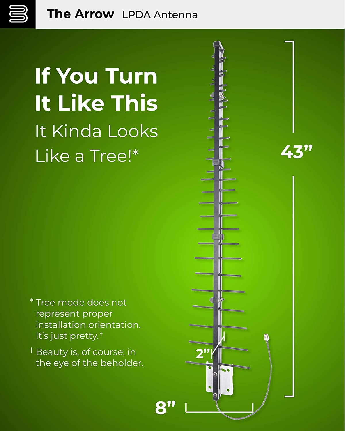 Bolton Technical Arrow Log Periodic LPDA Antenna – 698-2700 MHz – 4G LTE – Over 5 Miles – Weatherproof – Up to +12 dBi Gain