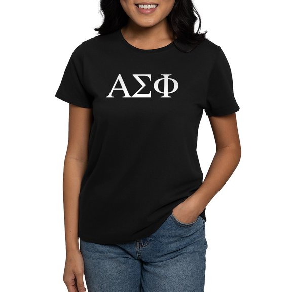 CafePress - Alpha Sigma Phi Greek Letters White T Shirt - Women's Traditional Fit Dark T-Shirt