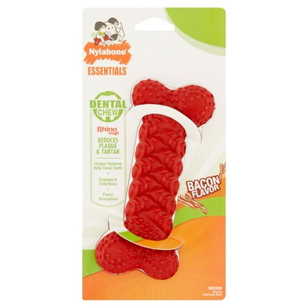 - Nylabone Essentials Dental Chew Bacon Flavor Dog Chew Toy, Medium