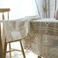 thumbnail image 2 of Handmade Crochet Tablecloth Cotton Lace Table Cloth Rectangular Table Cover For Kitchen Dinning Wedding Party Decoration, White, 2 of 6