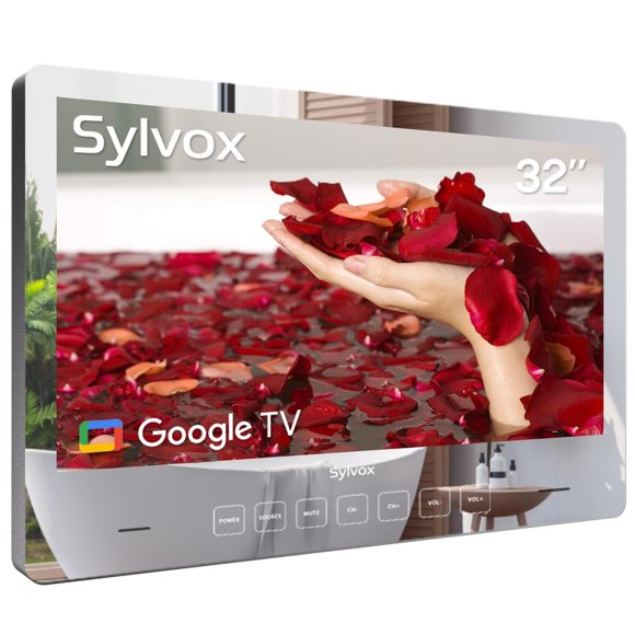 SYLVOX - Espejo mágico para baño, de 32 Pulgadas, Impermeable, LED, 1080P, 500 NITS, de Alto Brillo,