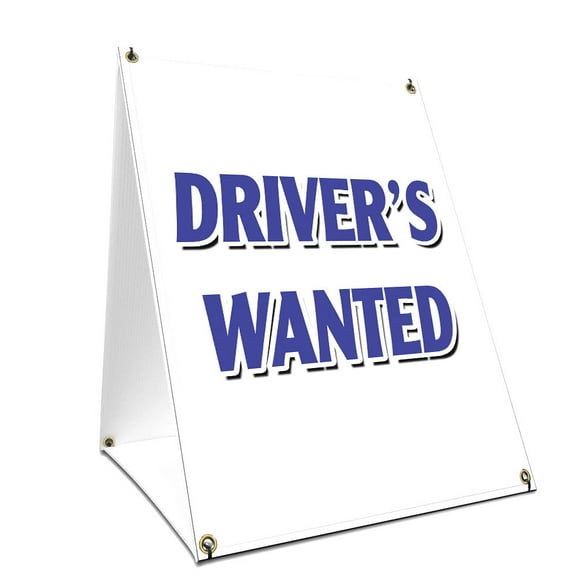 A-frame Sidewalk Drivers Wanted Sign With Graphics On Each Side | 24" X 36" Print Size