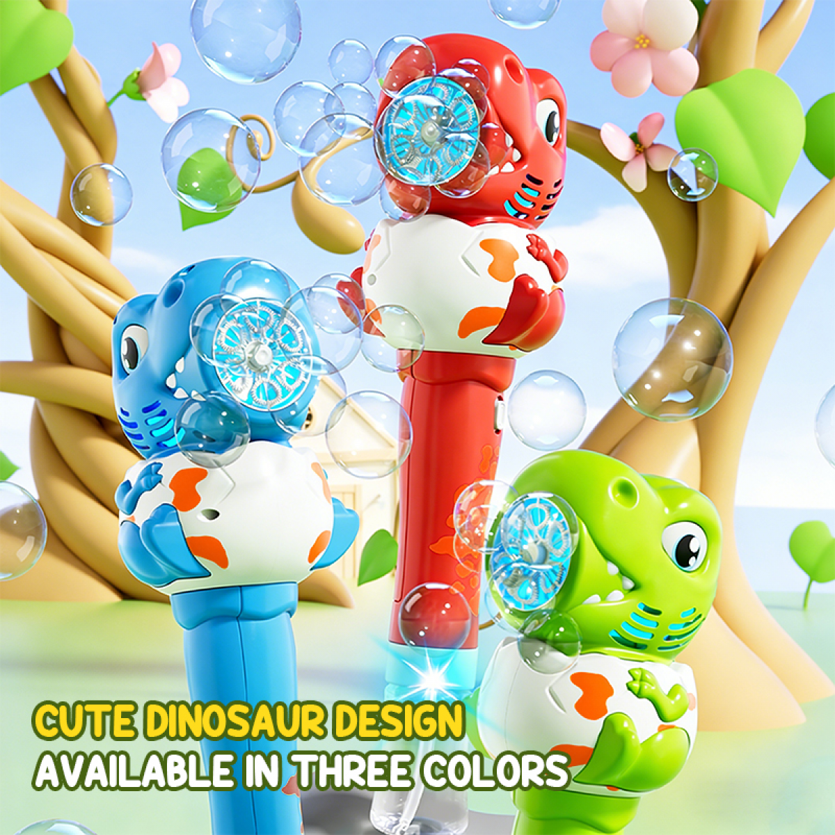 Dinosaur Bubble Wand for Kids, Electric Bubble Blower for Boys Girls Outdoor Play Garden Yard Party Bubble Fun Gifts Idea(Blue)