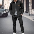 thumbnail image 2 of RUTAYY Men's Outfits Solid Color Long Sleeve Solid Color Jacket and Pants with Drawstring Pocket Casual Breathable Classic Seaside Clothing Sets, 2 of 4