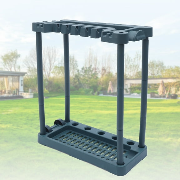 Plastic Garden Tool Holder Garden Tool Storage Rack Utility Long Handle Yard Tools Organizer Holder with Wheels Floor Standing Mounting Type for Putting Cleaning Tools