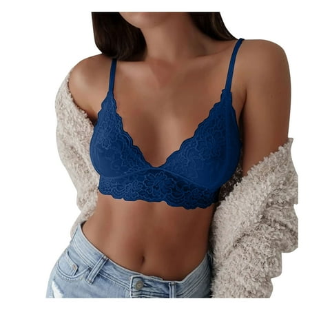

MRULIC lingerie for women Women Strapless Adjustment Rimless Invisible Bralette Push Up Sticky Bras Vest Blue + M