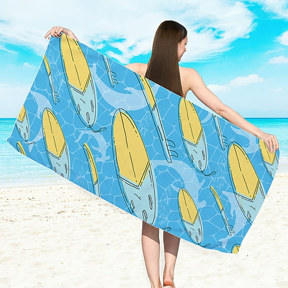 Fwttom Beach Towel Microfiber Beach Towels Sand Dry Lightweight Travel Towels For Adults Women Men Girls Kids, Camping Essentials and Beach Essentials