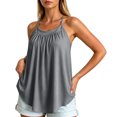 thumbnail image 6 of Women's Spaghetti Strap Sleeveless Tank Tops with Built in Bra Racerback Loose Flowy Beach Camis Lightweight Casual Summer Blouses Gray, 6 of 6
