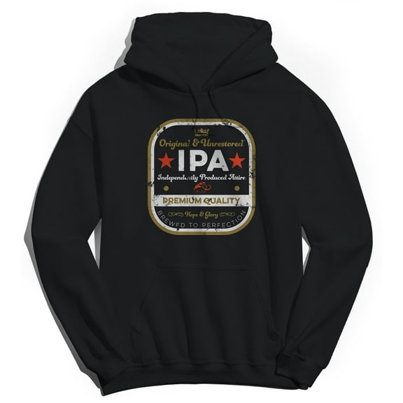 Original & Unrestored Ipa Graphic Black Men's Cotton Pullover Hoodie