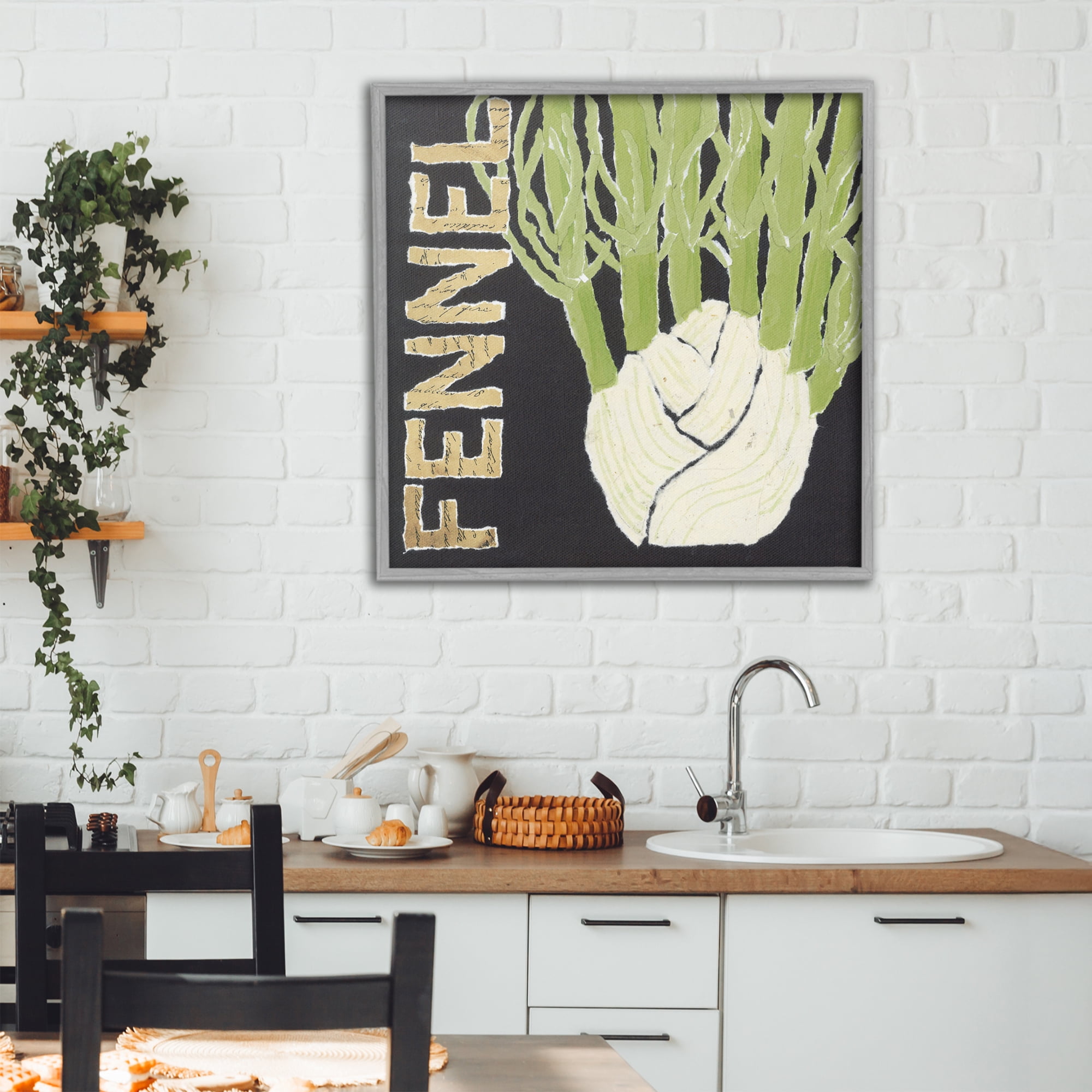 Stupell Industries Fennel Root Vegetable Gray Framed Giclee Art, design by Nancy Overton