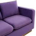 thumbnail image 4 of LeisureMod Loveseat Upholstered in Velvet with Brushed Gold Stainless Steel Base and Removable Cushions for Modern Home, Living Room, Offices Nervo Collection in Purple, 4 of 7