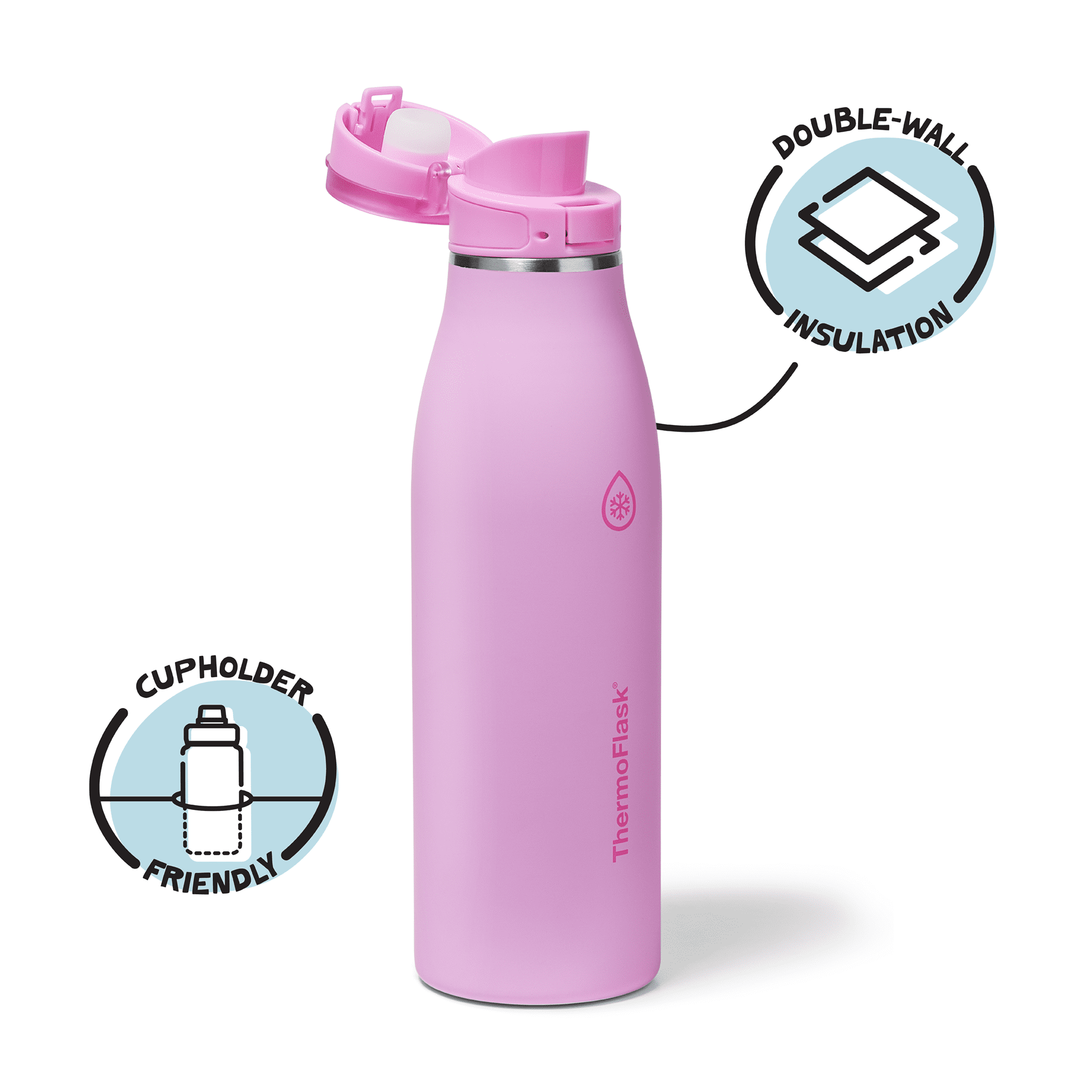 ThermoFlask Traveler 25 oz Insulated Travel Coffee Mug, Durable Stainless Steel, BPA-Free, Dishwasher Safe, Lilac