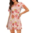 thumbnail image 1 of Disketp Strawberry para Camisón Corto de Manga Corta para Mujeres, Camisón Cómodo con Escote Redondo, Bonito y Confortable, 1 of 6