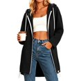 thumbnail image 5 of Fmbrln Womens Length Zip Up Hoodies Long Sleeve Solid Color Tunic Sweatshirt Fall Winter Drawstring Casual Outerwear Black S, 5 of 5