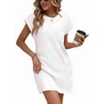 thumbnail image 2 of Women'S Summer Mini T Shirt Dress Casual Cap Sleeve Crewneck Loose Basic Short Beach Dresses White S, 2 of 8