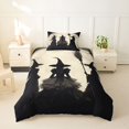 thumbnail image 2 of Homewish Western Witch Twin Duvet Cover for Kids, Vintage Spooky Halloween Moon Twin Bedding, Black Reversible, 2-Piece, 1 Duvet Cover and 1 Pillowcase, 2 of 6