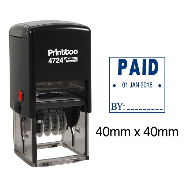 Printtoo Self Inking Office Stationery Dater Stamp With Paid By Text Date Rubber Stamp-Blue