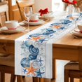 thumbnail image 5 of Summer Coastal Table Runner 90 Inches, Sea Ocean Starfish Shells Coral Conch Wood Gray Bed Runner Dresser Scarves Tabletop for Indoor Outdoor Parties/Ceremony/Banquet, 13" x 90", 5 of 9