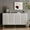 Gray, variant on 4 Door Server Cabinet | Practical in Dining and Hallway | Solid Wood Veneer and Metal Legs | Adjustable Shelves for Flexibility