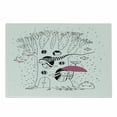 thumbnail image 1 of Magic Cutting Board, Minimalist Habitat Drawing with Rabbits Tree Hole Houses in Rainy Day Hollow Design, Decorative Tempered Glass Cutting and Serving Board, Small Size, White Pink, by Ambesonne, 1 of 1