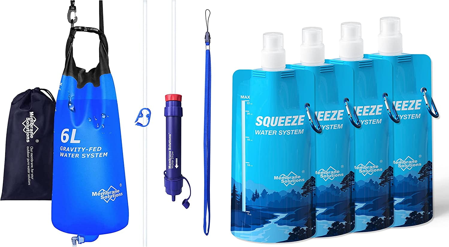 Membrane Solutions 6L Gravity Water Filter Pro with 23oz Collapsible