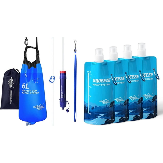 Membrane Solutions 6L Gravity Water Filter Pro with 23oz Collapsible