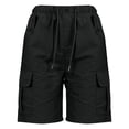 thumbnail image 3 of Gubotare Girls Bermuda Cargo Shorts Baggy Hiking Shorts Summer Casual Elastic High Waist Drawstring Pants with Pockets Size 10-11 (Black,10-11 Years), 3 of 3