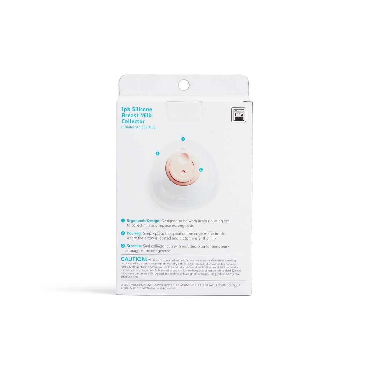 Munchkin® Breast Milk Collector Cup and Storage - Wearable Breastfeeding Essentials for Mom, Silicone, 1.5 Ounce Capacity, Milk Collector