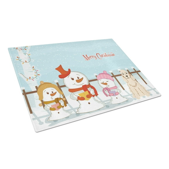 Caroline's Treasures Merry Christmas Carolers Cocker Spaniel Buff Glass Cutting Board Large