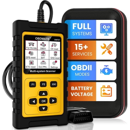 OBD2 Scanner for Honda/Acura, All Systems Diagnostic Tool with 15+ Resets (Oil/TPMS/ETC/EPB/ABS/SAS...), Full OBDII Functions Read&Erase Fault Codes, Free Software Update
