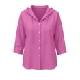 thumbnail image 7 of Purcolt Cotton Linen Hoodies for Women Button Down Sun Protection Tops Casual Summer Collared Beach Vacation Gauze Blouses, 7 of 7