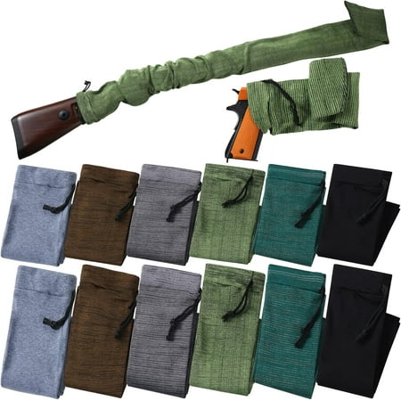 XD4-12 Pieces Gun Sock and Rifle Sock Set Silicone Treated Knit Rifle Gun Sleeve for Scopes Pistol Storage Grips Hunting Shooting Tactical Accessories 55 x 4 Inches 16 x 4*04