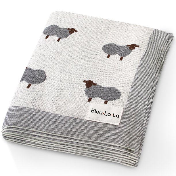 Manta para bebé Bleu La La Sheep Design 89x79 cm de algodón