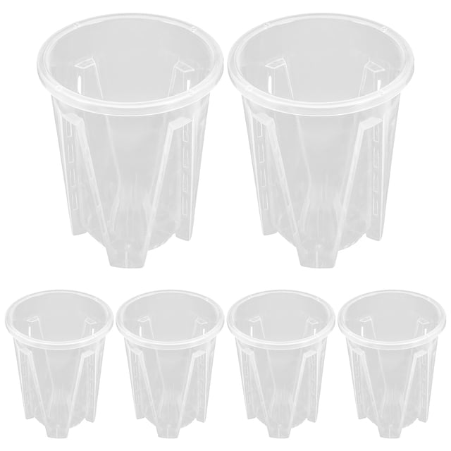 MOVTOTOP 6pcs Clear PP Orchid Pots for Home Use with Drainage Holes and Root Inspection Design 6 pcs