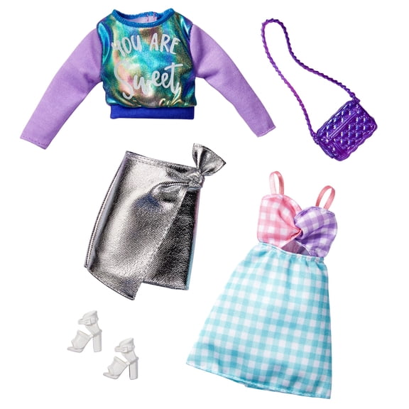 Barbie Fashions 2-Pack Clothing & Accessories Set Includes Iridescent Sweatshirt