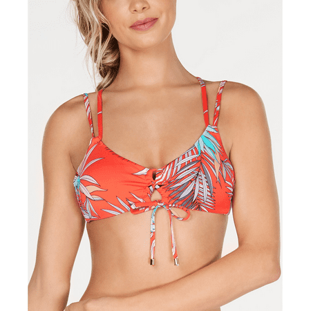 Bar lll CORAL Tropic Retreat Printed Bralette Bikini Swim Top  US Medium