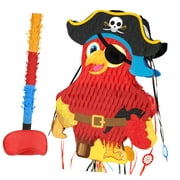 Fuliko Expandable Pirate Piñata for Boys - Stretchable Yellow Parrot Featuring Eye and Tassels for - Caribbean - 16.4" x 12.4"