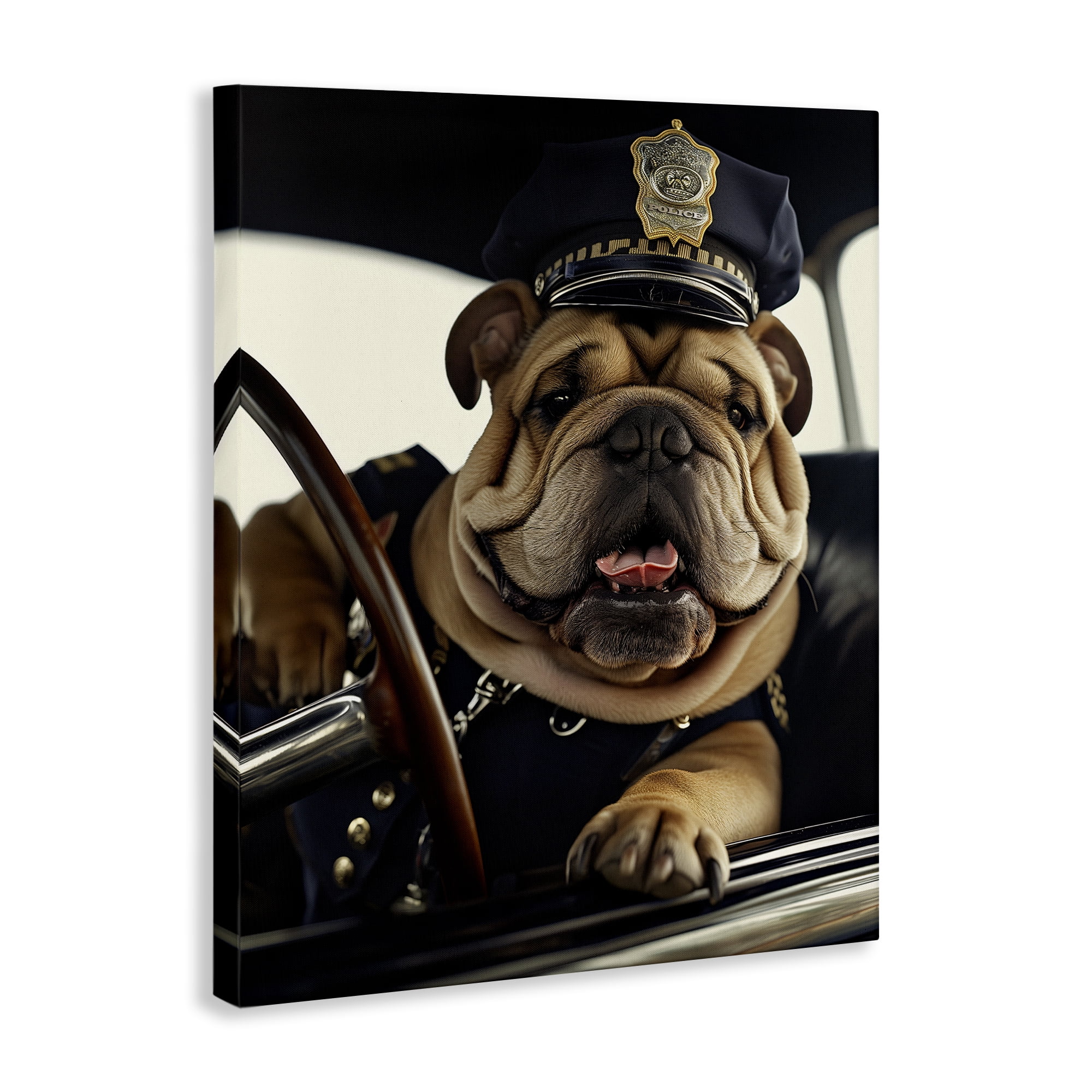 Stupell Industries Police Dog in Car Animals & Insects Painting Gallery Wrapped Canvas Art Print Wall Art, 30 x 40